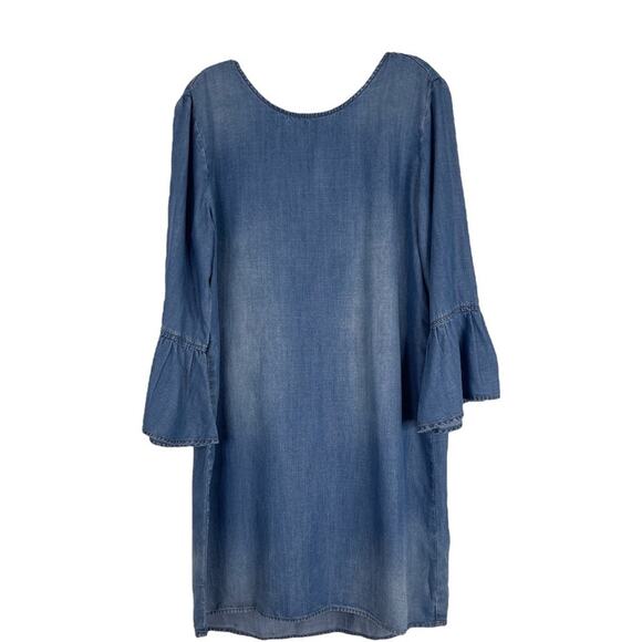 Cloth & Stone blue denim chambray lightweight coastal shift midi dress medium - Picture 1 of 7